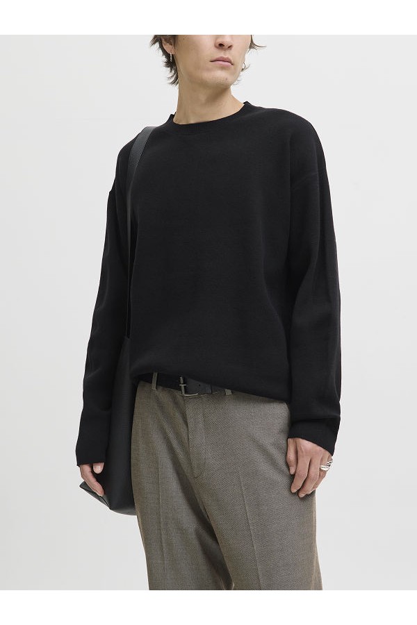 JPRBLABRADFORT KNIT CREW NECK - ΜΑΥΡΟ