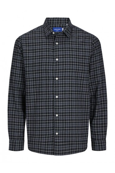 JORJOSHUA FLANNEL CHECK SHIRT LS - ΜΑΥΡΟ