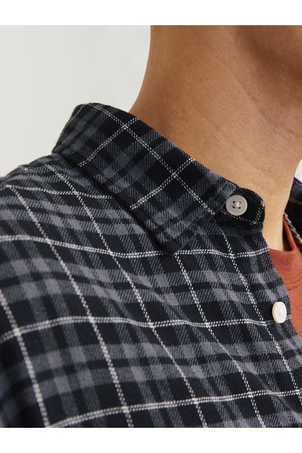JORJOSHUA FLANNEL CHECK SHIRT LS - ΜΑΥΡΟ