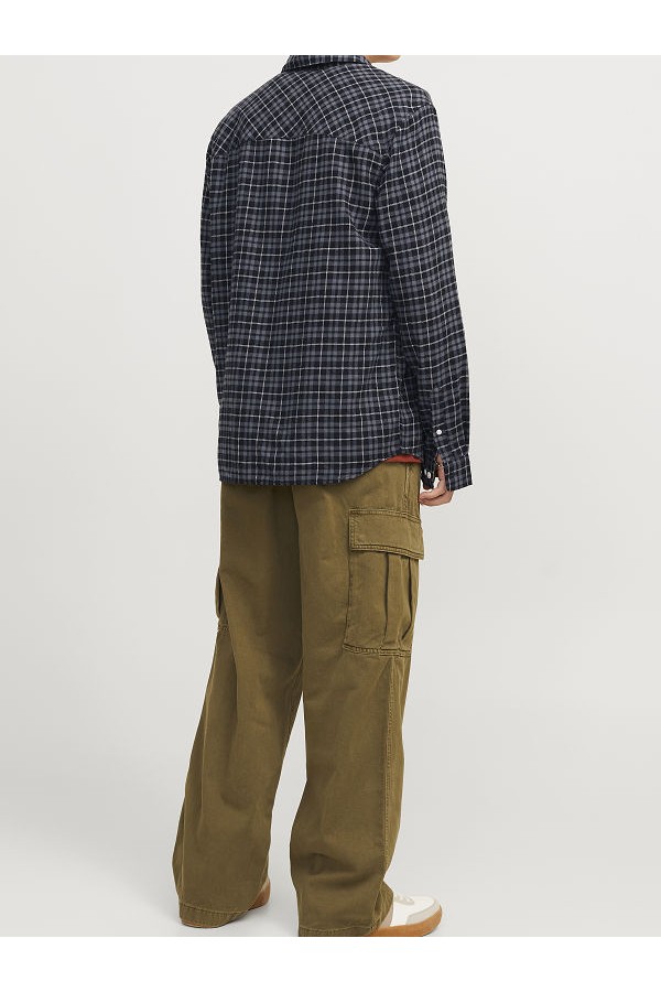 JORJOSHUA FLANNEL CHECK SHIRT LS - ΜΑΥΡΟ