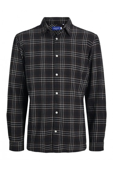 JORJOSHUA FLANNEL CHECK SHIRT LS - ΜΑΥΡΟ