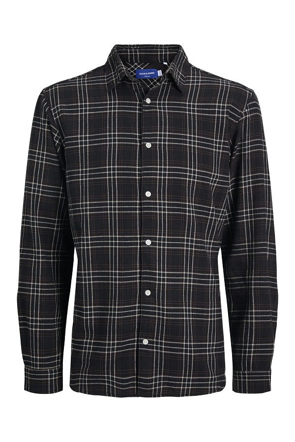 JORJOSHUA FLANNEL CHECK SHIRT LS - ΜΑΥΡΟ