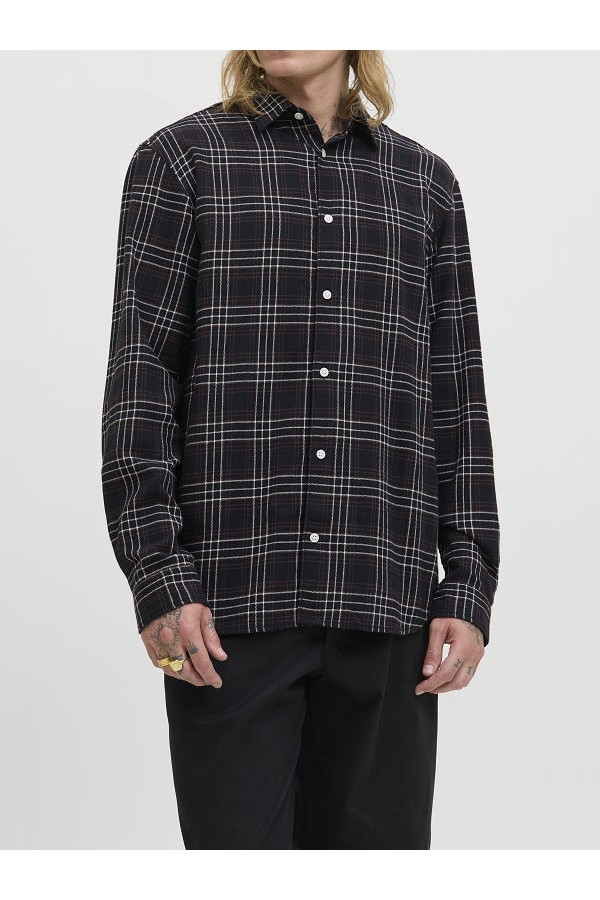 JORJOSHUA FLANNEL CHECK SHIRT LS - ΜΑΥΡΟ