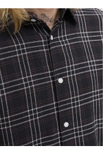 JORJOSHUA FLANNEL CHECK SHIRT LS - ΜΑΥΡΟ