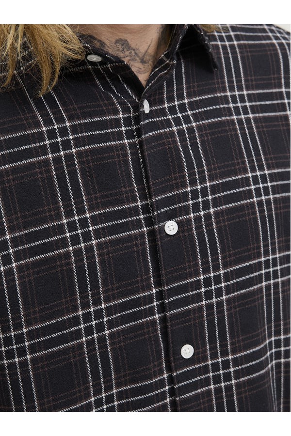 JORJOSHUA FLANNEL CHECK SHIRT LS - ΜΑΥΡΟ