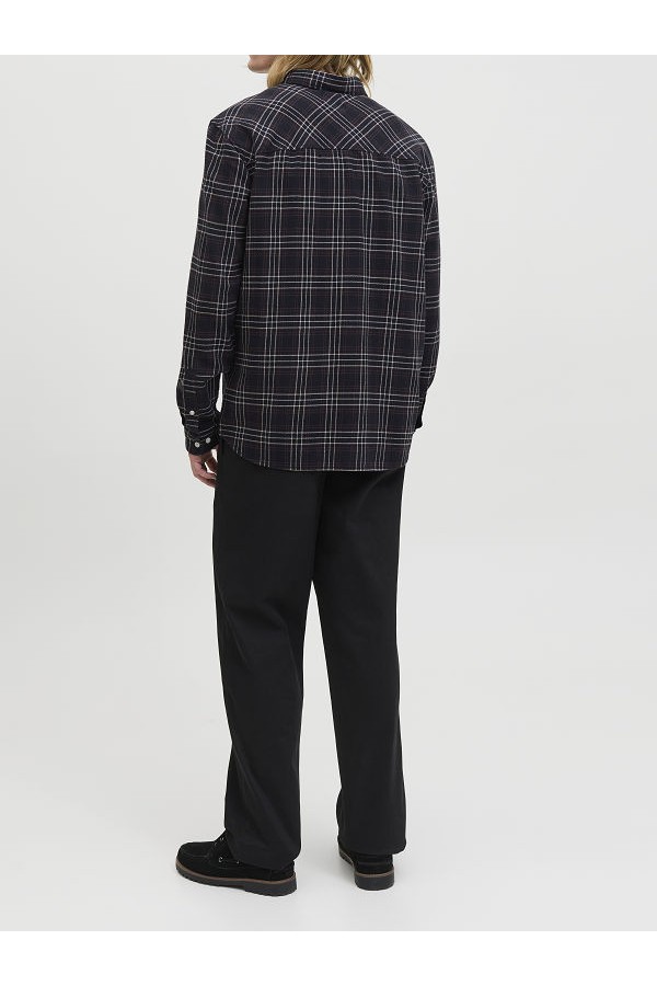 JORJOSHUA FLANNEL CHECK SHIRT LS - ΜΑΥΡΟ