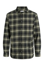 JJJOSHUA CHECK SHIRT LS - ΜΑΥΡΟ