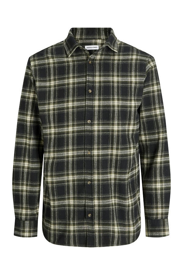 JJJOSHUA CHECK SHIRT LS - ΜΑΥΡΟ