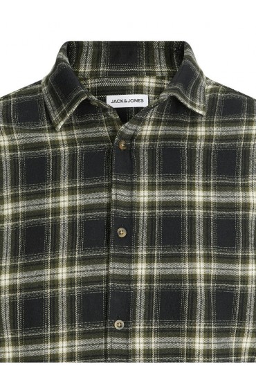 JJJOSHUA CHECK SHIRT LS - ΜΑΥΡΟ