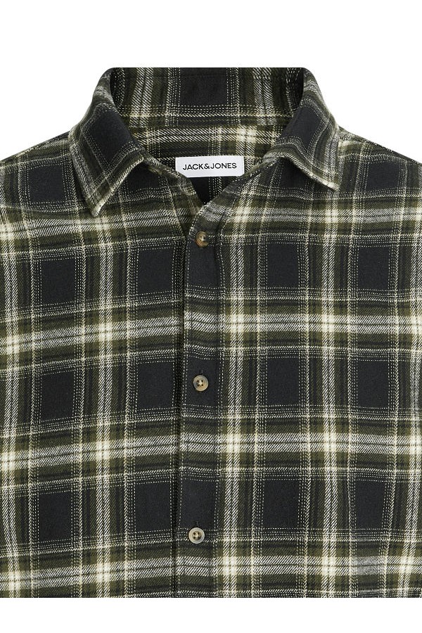 JJJOSHUA CHECK SHIRT LS - ΜΑΥΡΟ