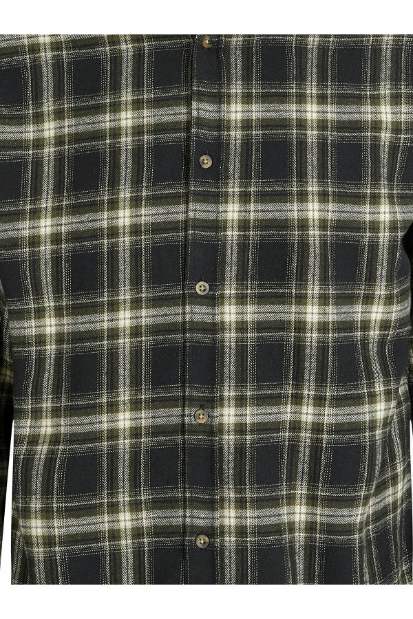JJJOSHUA CHECK SHIRT LS - ΜΑΥΡΟ