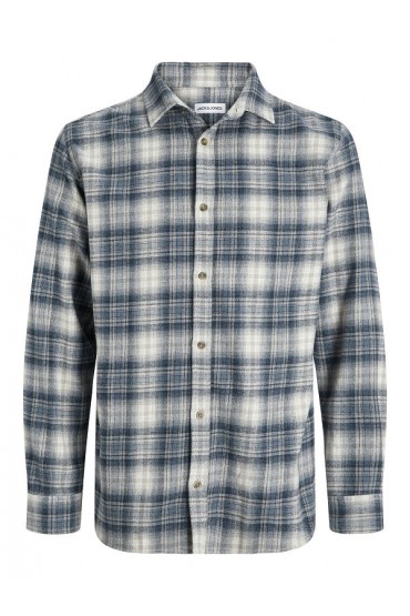 JJJOSHUA CHECK SHIRT LS - ΓΚΡΙ