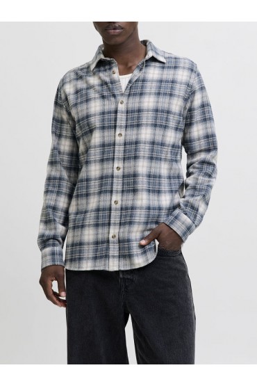 JJJOSHUA CHECK SHIRT LS - ΓΚΡΙ
