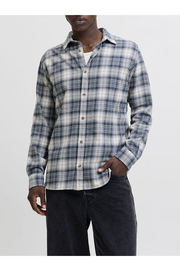 JJJOSHUA CHECK SHIRT LS - ΓΚΡΙ