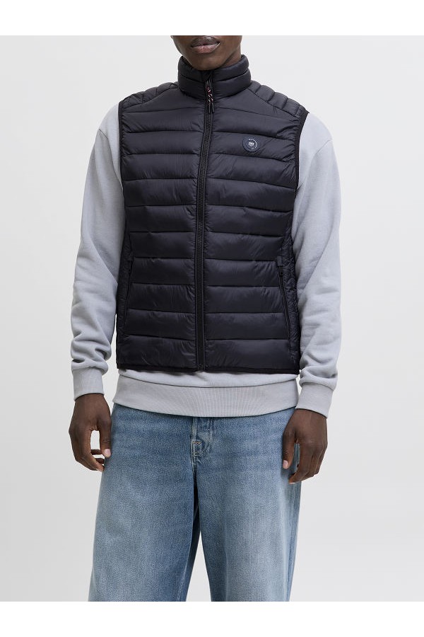 JJEBRADLEY LIGHT BODYWARMER COLLAR NOOS - ΜΑΥΡΟ