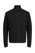 JCOSTANCE KNIT BADGE BADGE ZIP CARDIGAN - ΜΑΥΡΟ