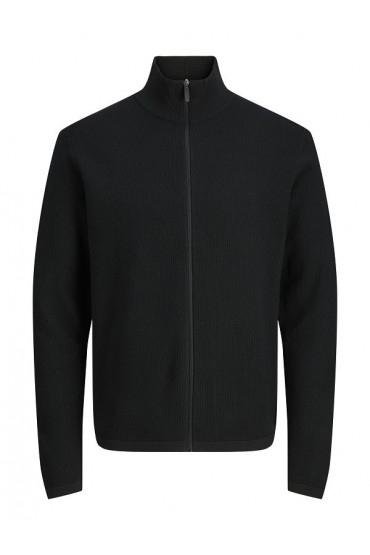 JCOSTANCE KNIT BADGE BADGE ZIP CARDIGAN - ΜΑΥΡΟ