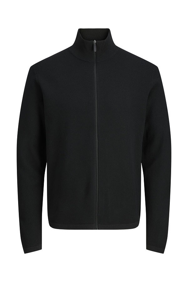 JCOSTANCE KNIT BADGE BADGE ZIP CARDIGAN - ΜΑΥΡΟ