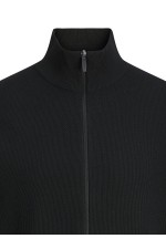 JCOSTANCE KNIT BADGE BADGE ZIP CARDIGAN - ΜΑΥΡΟ