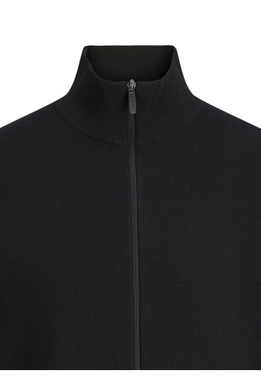 JCOSTANCE KNIT BADGE BADGE ZIP CARDIGAN - ΜΑΥΡΟ