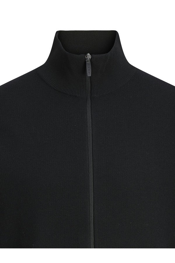 JCOSTANCE KNIT BADGE BADGE ZIP CARDIGAN - ΜΑΥΡΟ