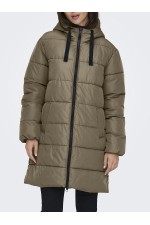 ONLCLAIR PUFFER HOOD COAT CC - ΧΑΚΙ