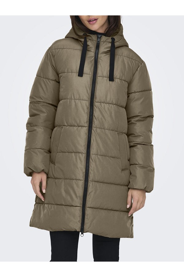 ONLCLAIR PUFFER HOOD COAT CC - ΧΑΚΙ