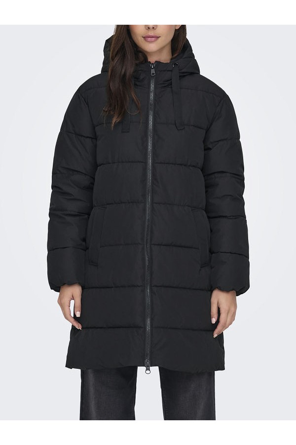 ONLCLAIR PUFFER HOOD COAT CC - ΜΑΥΡΟ