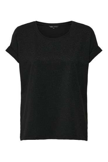 ONLMOSTER GLITTER S/S TOP NOOS JRS - ΜΑΥΡΟ