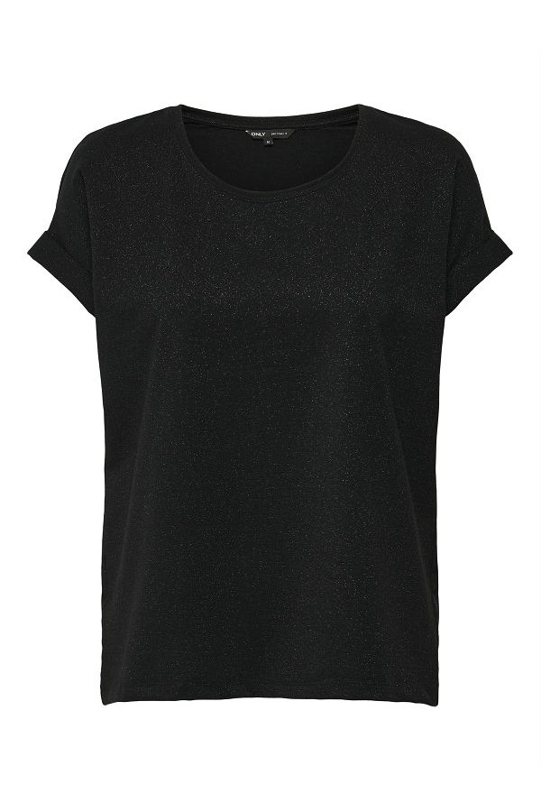 ONLMOSTER GLITTER S/S TOP NOOS JRS - ΜΑΥΡΟ