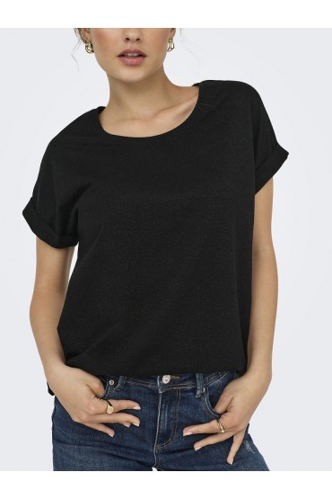 ONLMOSTER GLITTER S/S TOP NOOS JRS - ΜΑΥΡΟ