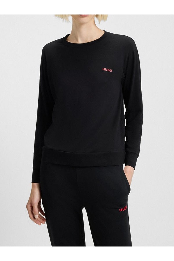 HUGO ID LS-SHIRT - ΜΑΥΡΟ