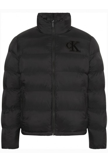 CALVIN KLEIN LS NYLON MONOGRAM PUFFER JKT - ΜΑΥΡΟ