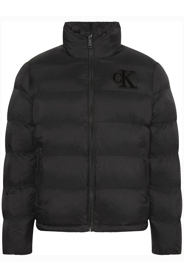 CALVIN KLEIN LS NYLON MONOGRAM PUFFER JKT - ΜΑΥΡΟ