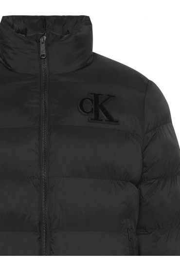 CALVIN KLEIN LS NYLON MONOGRAM PUFFER JKT - ΜΑΥΡΟ