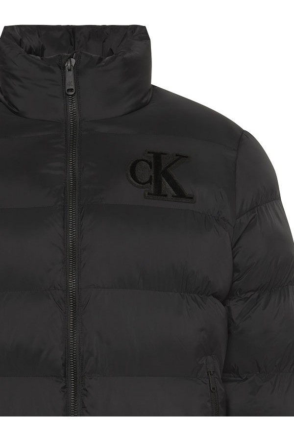 CALVIN KLEIN LS NYLON MONOGRAM PUFFER JKT - ΜΑΥΡΟ