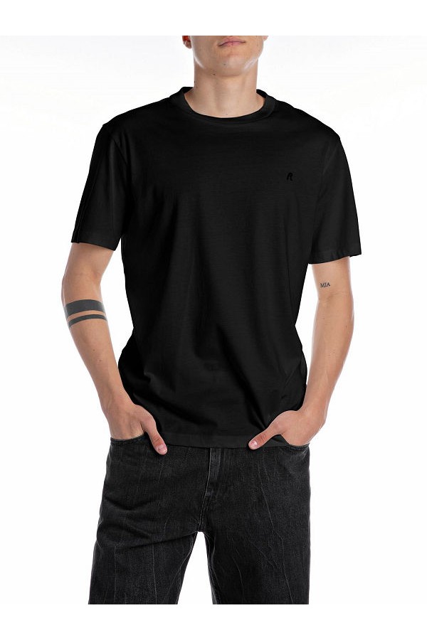 REPLAY T-SHIRT MENS - ΜΑΥΡΟ