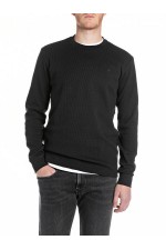 REPLAY T-SHIRT MENS - ΜΑΥΡΟ