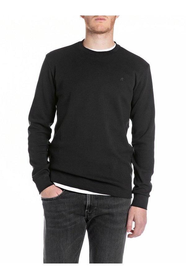 REPLAY T-SHIRT MENS - ΜΑΥΡΟ