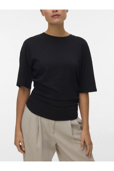VWNAVARO 2/4 O-NECK TOP NOOS - ΜΑΥΡΟ