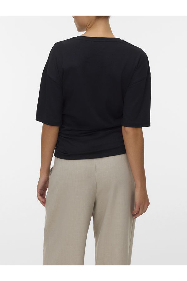 VWNAVARO 2/4 O-NECK TOP NOOS - ΜΑΥΡΟ