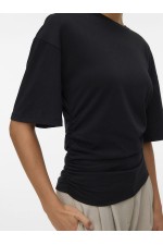 VWNAVARO 2/4 O-NECK TOP NOOS - ΜΑΥΡΟ