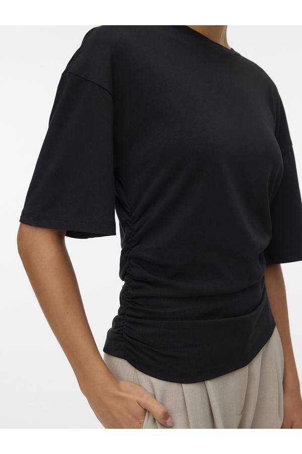 VWNAVARO 2/4 O-NECK TOP NOOS - ΜΑΥΡΟ