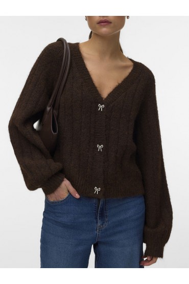VMSALLY LS V-NECK CARDIGAN - ΚΑΦΕ