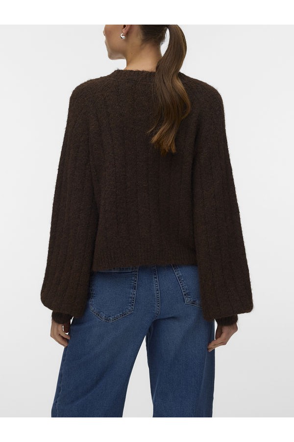 VMSALLY LS V-NECK CARDIGAN - ΚΑΦΕ