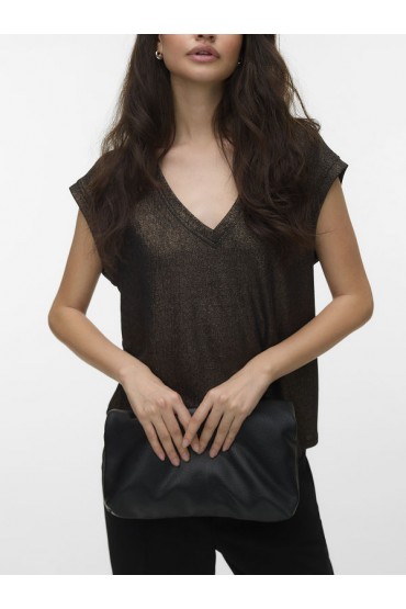 VMNELENA LX S/S V-NECK TOP JRS BTQ - ΚΑΦΕ