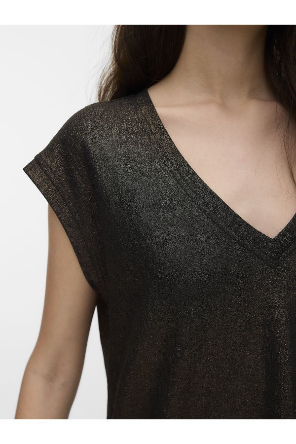 VMNELENA LX S/S V-NECK TOP JRS BTQ - ΚΑΦΕ