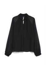 VMMOLLY DETAIL LS TOP WVN PA - ΜΑΥΡΟ