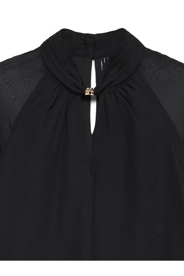 VMMOLLY DETAIL LS TOP WVN PA - ΜΑΥΡΟ