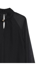 VMMOLLY DETAIL LS TOP WVN PA - ΜΑΥΡΟ